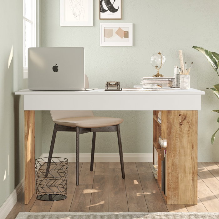 Hanah Home Mesa de estudio Ct5-Aw Pino Atlántico y Blanco